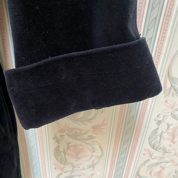 Vintage Talbots Velour Robe Hostess MEDIUM Maxi Dolman Sleeve Cuffs Black - Picture 11 of 12